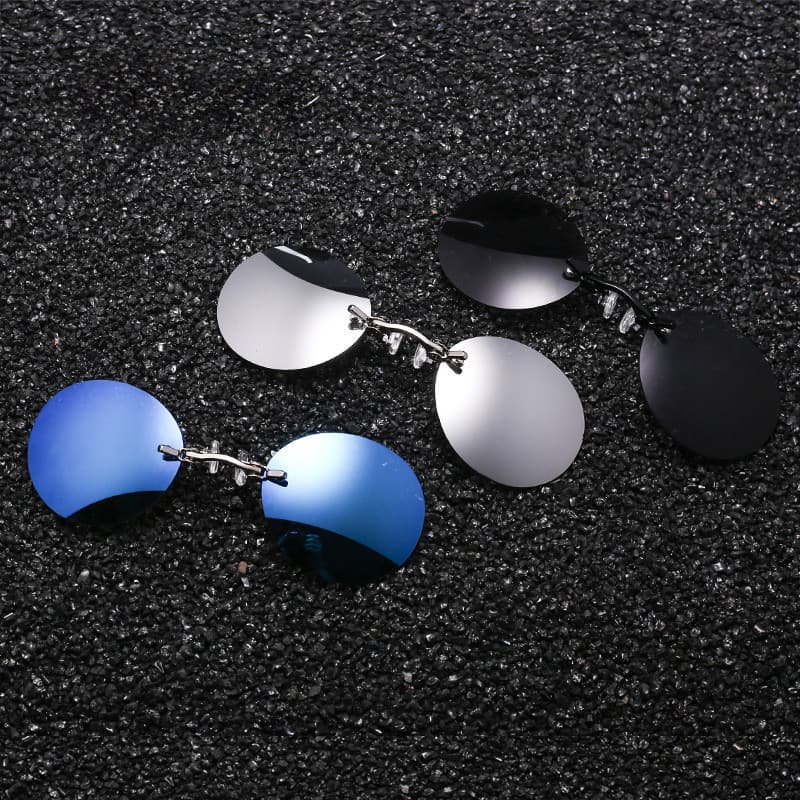 Óculos De Sol Retrô Redondos Sem Moldura , Clipe De Nariz Ultraleve Estilo Matrix Memphis Para Homens E Mulheres