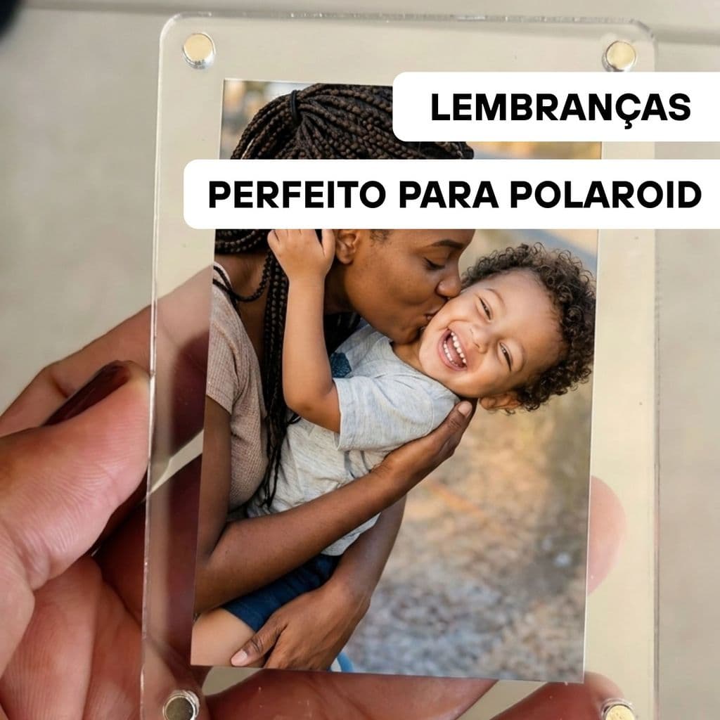 Kit Porta Retrato Magnético Acrílico Cristal 6x9 Polaroid Instax Geladeira Lembrança Presente