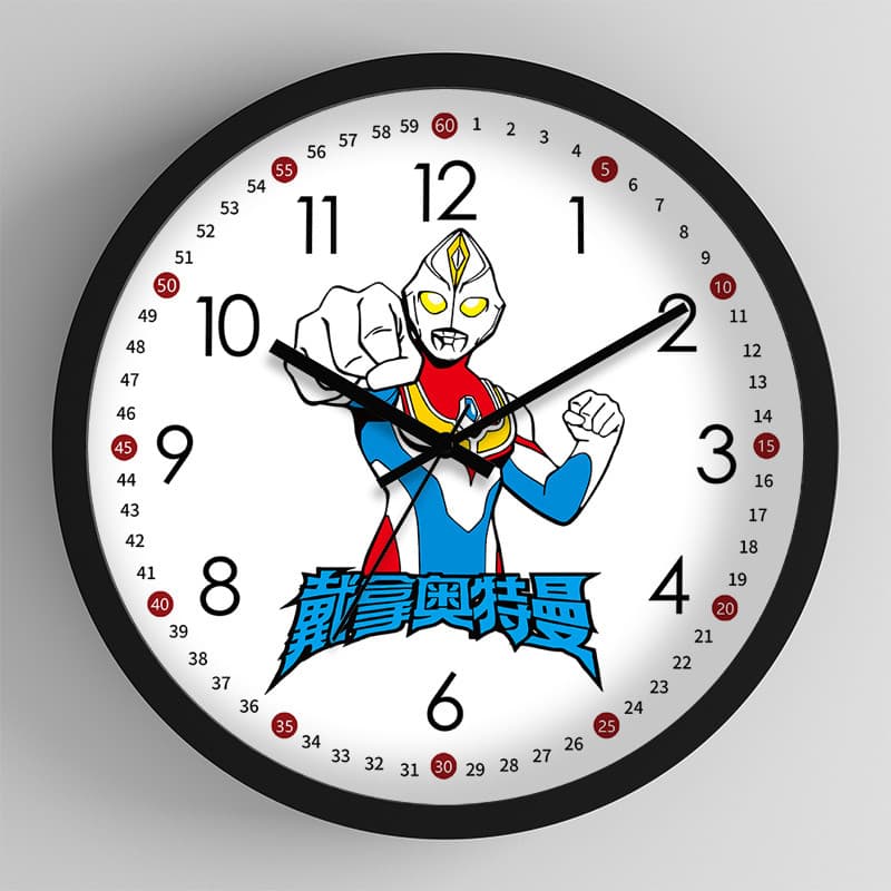 Relógio de parede dos desenhos animados decoração da sala de estar criativo Ultraman simples casa menino quarto das cria