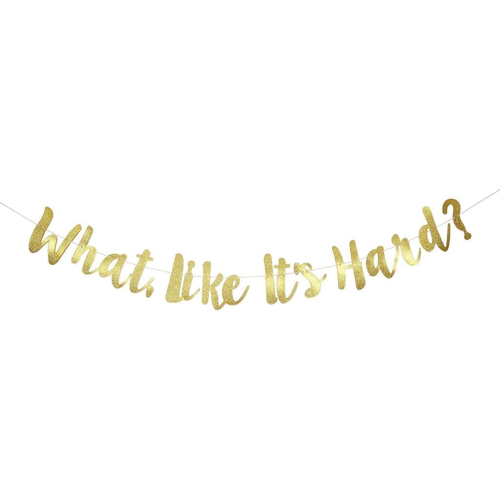 Banner de Formatura em Direito "What Like It's Hard", 6,3 x 80 polegadas, Papel Cartão com Glitter, Cor e Fonte Personal