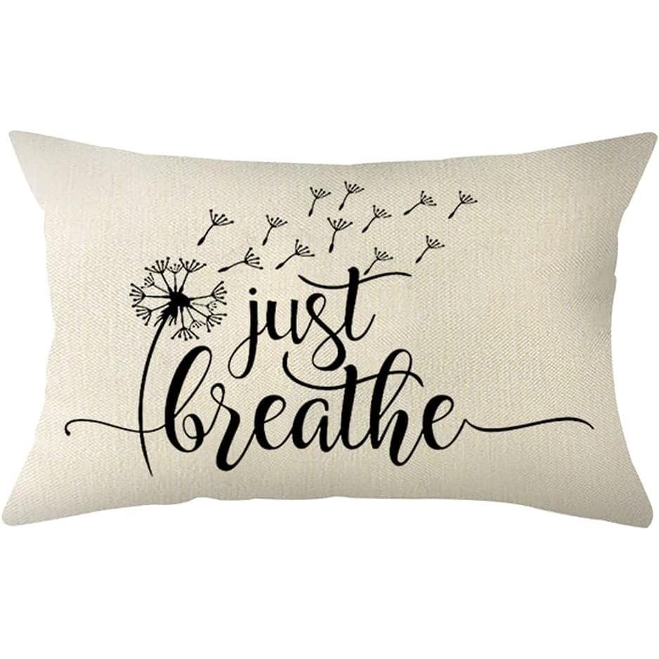 Capas de Almofada Estilo Fazenda Ogiselestyle com Frase "Just Breath" 12" x 20" Capas de Almofada Lombar Rústicas Estilo