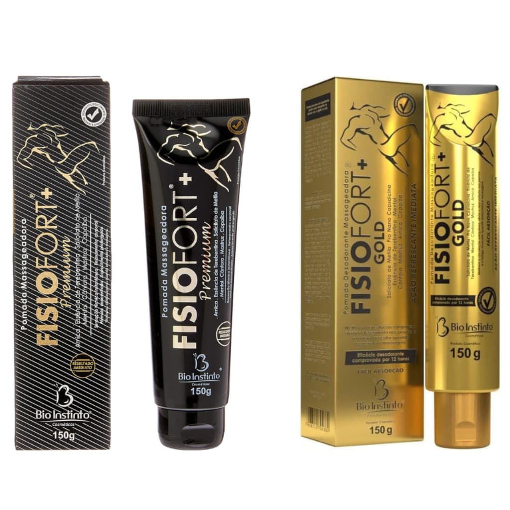 Kit Pomada Massageadora Fisiofort Gold + Premium 150g