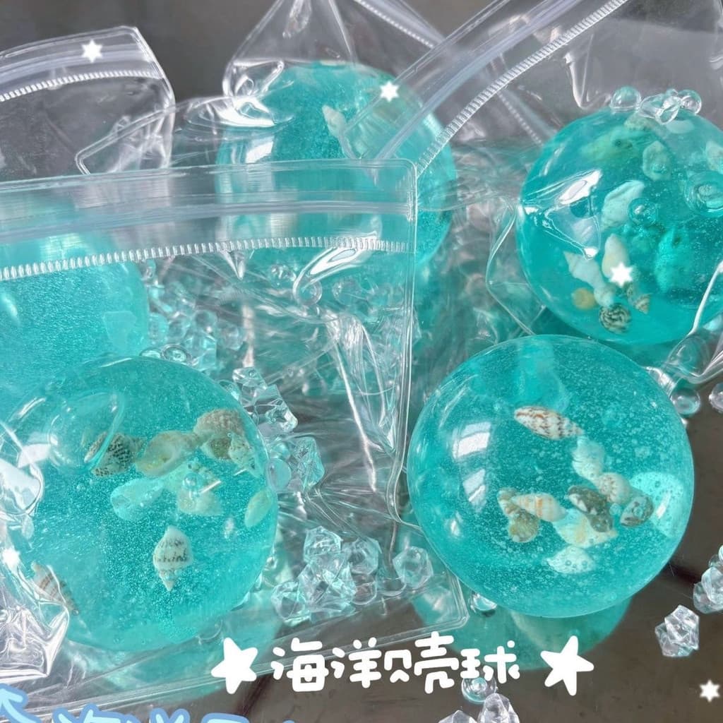 Oceano Concha Geléia Bola Squish Brinquedo Transparente Glitter Squeeze Alívio Do Estresse Fidget
