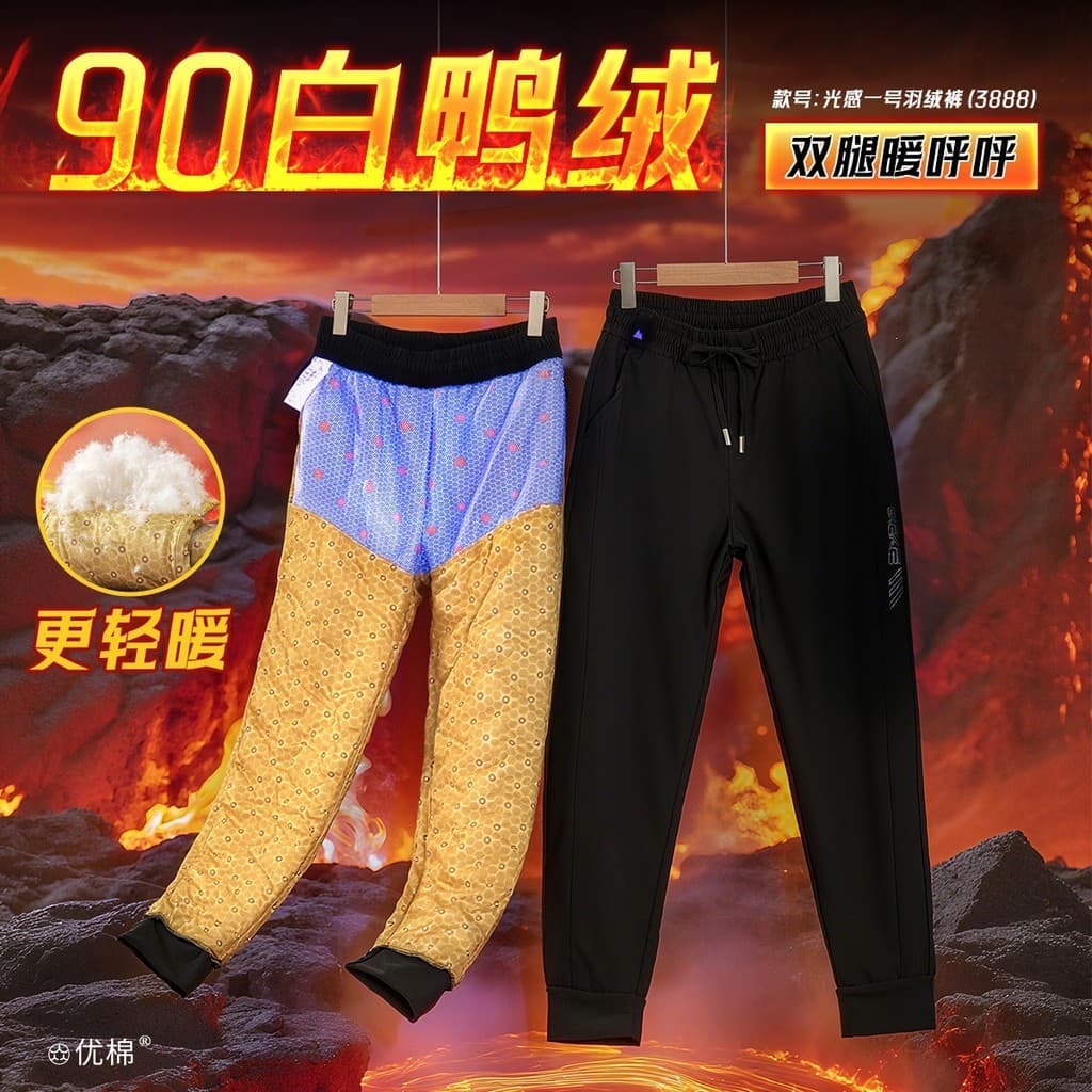 Calças para baixo outono inverno engrossado armazenamento de calor mantendo quente proteção contra frio 90 pato branco p