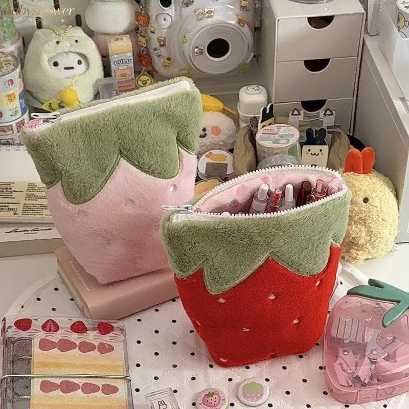 BabyShower 1 Unidade De Lápis Em Formato De Morango Caso Caneta Multifuncional Bolsa Organizador De Papelaria Bonito Par