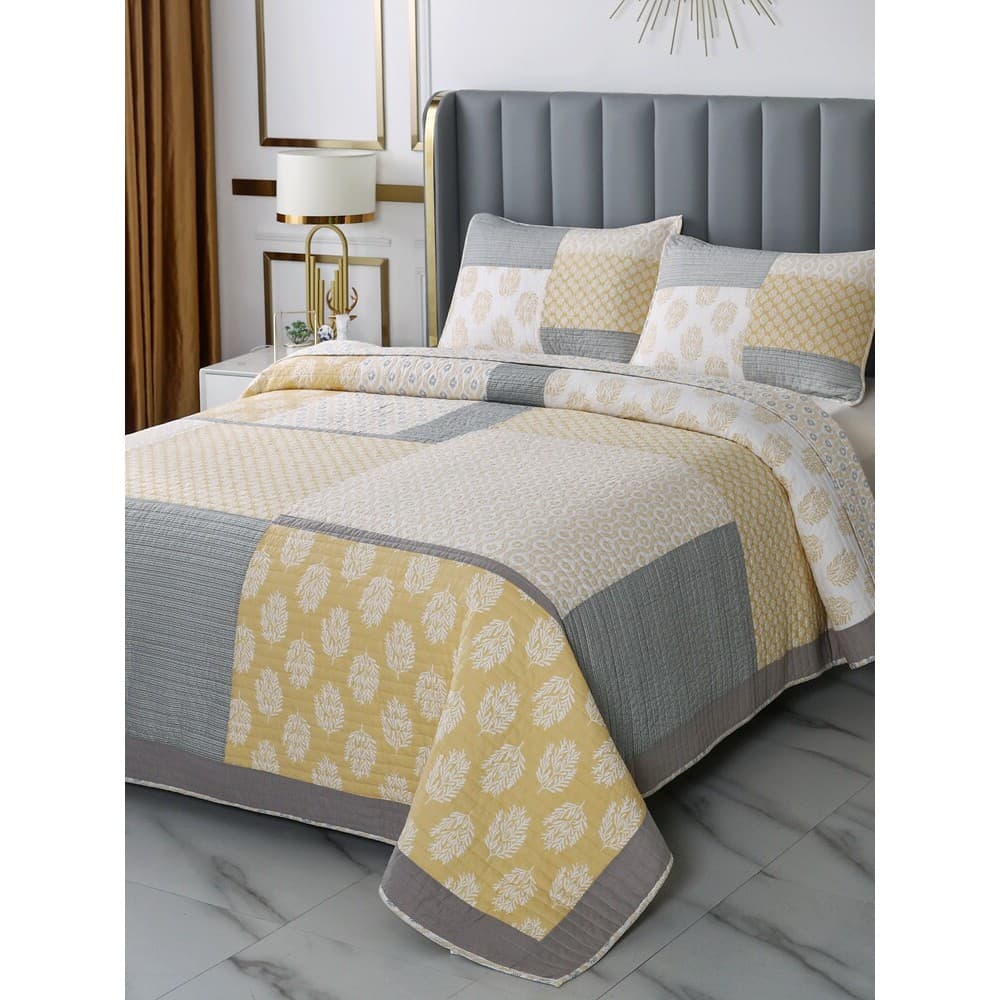 Capa de cama estilo europeu de algodão puro conjunto de três peças engrossado lençol acolchoado à mão colcha acolchoada