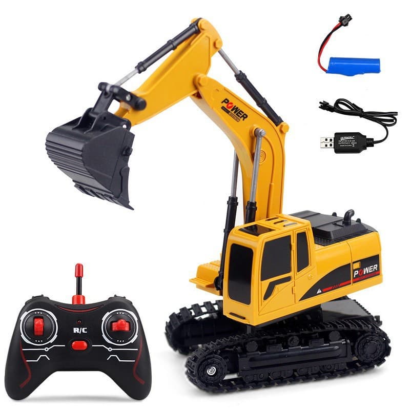 Alloy Bulldozer 2.4G Escavadeira Sem Fio De Controle Remoto Para Carro Com Iluminação Música Kids Electric/Metal Car Tru