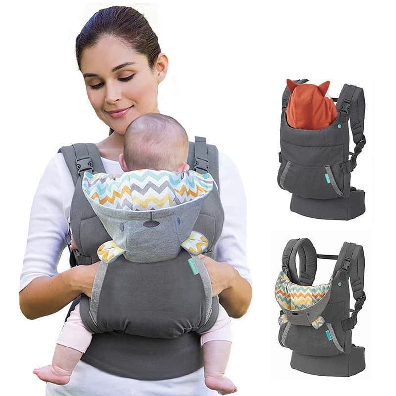 Mochila Ergonômica 4 em 1 para Bebês com Assento de Cintura Reforçado e Capuz de Coala e Raposa SUTT