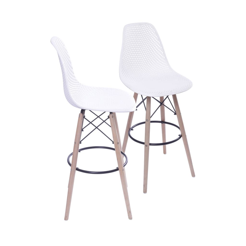 Banqueta Colmeia Alta Polipropileno Base Madeira 113cm Cozinha Bancada — Unidade ou Kit 2 | OR Design