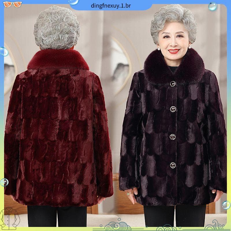 Idosos roupas de inverno mulheres forro de lã jaqueta engrossado mãe Cardigan casaco novo 60 avó roupas velha senhora ou