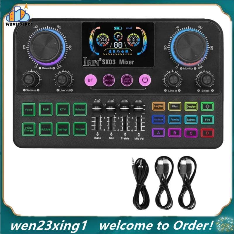 [Wen-Shop] Placa De Som Ao Vivo SX03 Para Transmissão De Karaokê KTV Jogo De Canto Mixer De Áudio Equipamento De Gravaçã