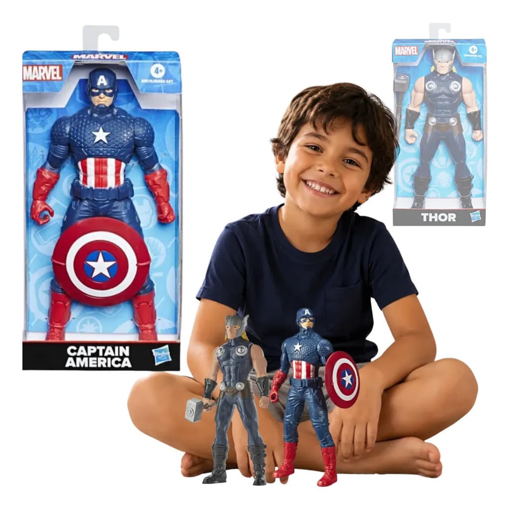 Bonecos Colecionaveis Capitão America E Thor Marvel 24cm