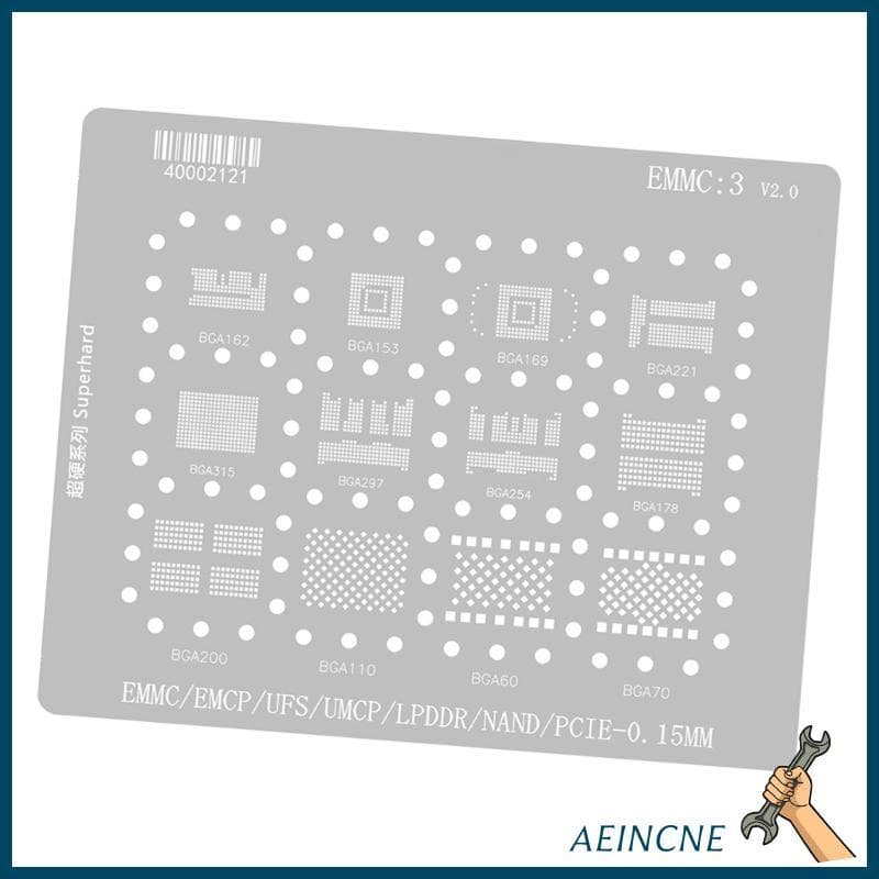 Placa Reballing Folha Metal AEIN Para Trabalho Chip eMMC 3 0 15mm Ferramenta Única Canto Arredondado