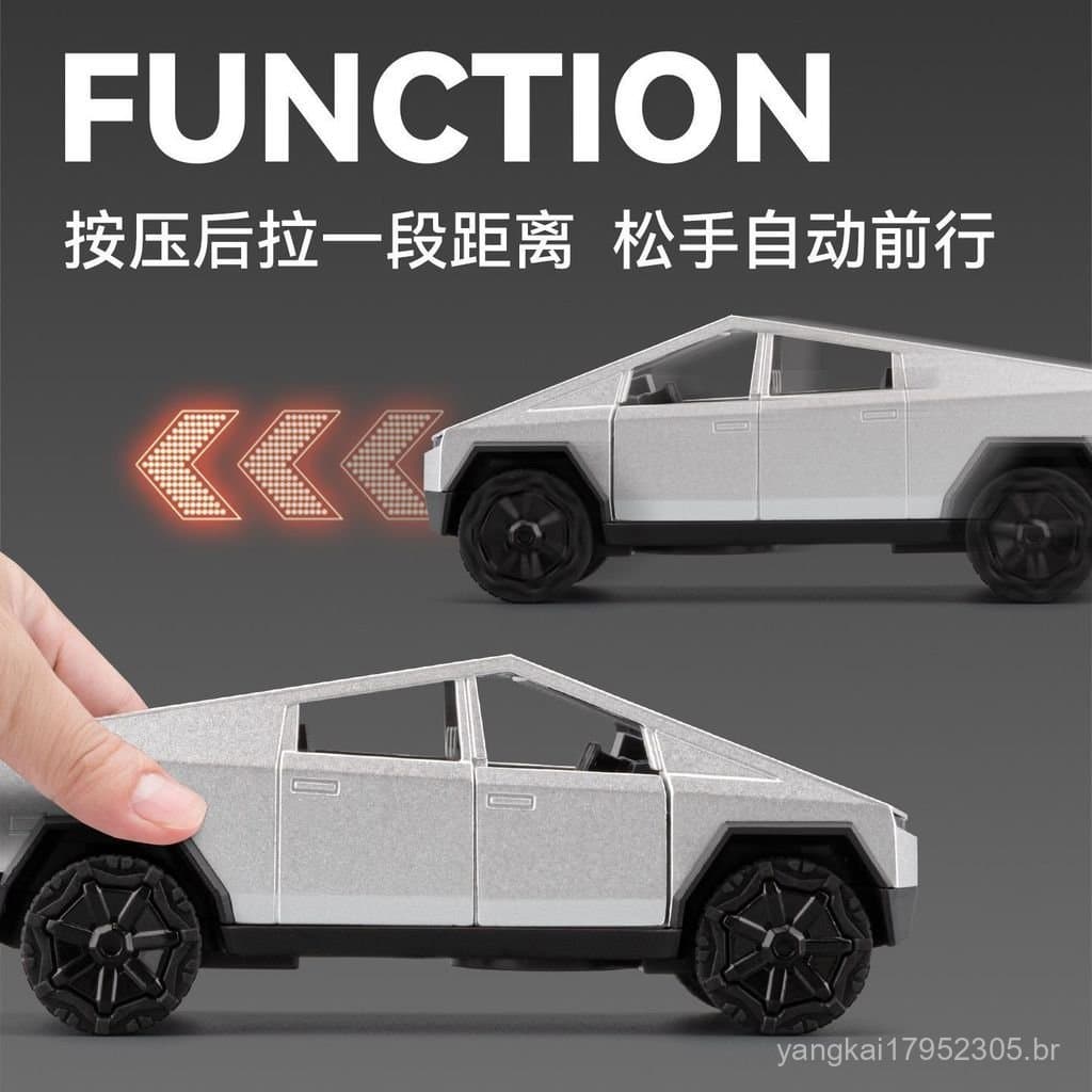 [Yuanlebao] Caminhonete Tesla Modelo RV Carro de Brinquedo em Liga Metálica Fundida Coleção de Carros Motocicleta Infant