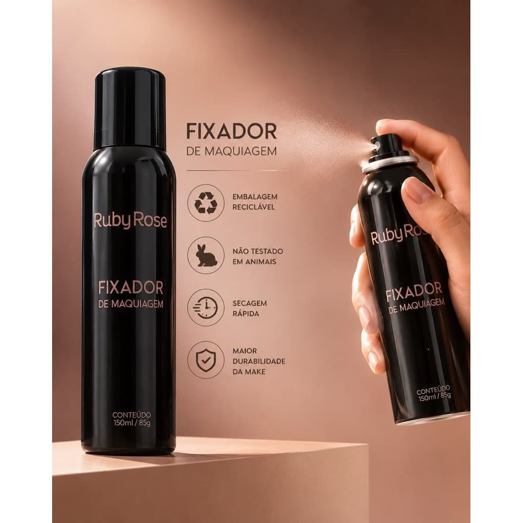 Fixador de Maquiagem Ruby Rose HB312 Spray 150ml Longa Duração