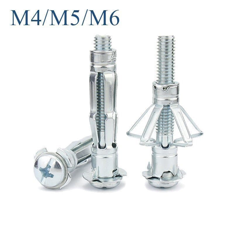 M4 M5 M6 Galvanização Parafuso De Expansão De Aeronaves Placa De Gesso Drywall Âncora Cortina De Teto Parede Decoração P