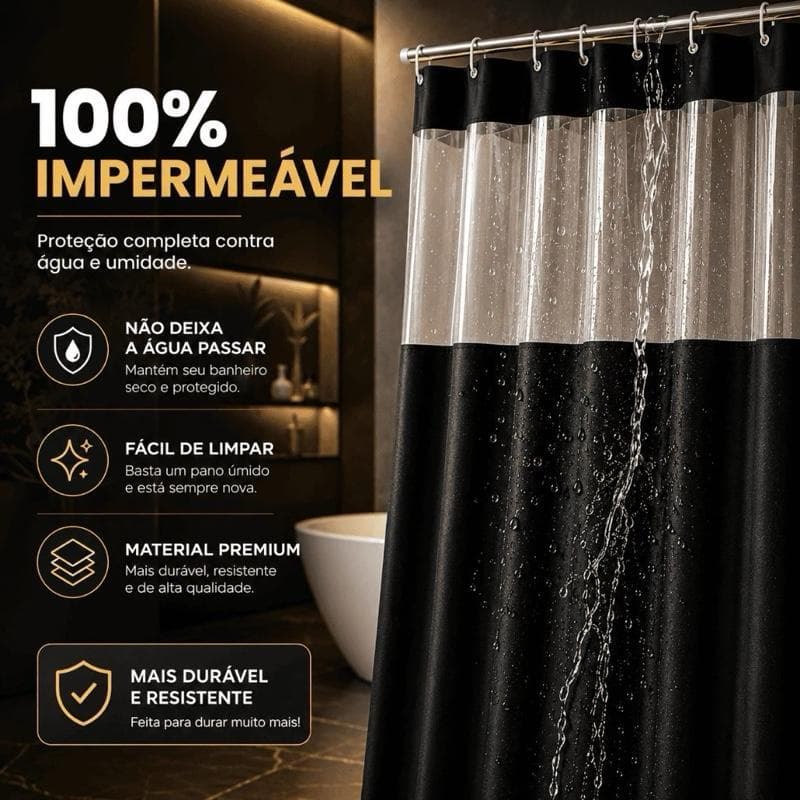 Cortina Para Box Banheiro Com Ilhós 100% PVC Vinil Antimofo Impermeável Varias Cores