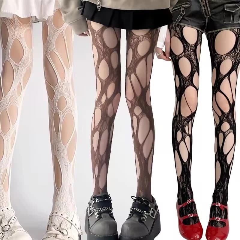 Meias De Malha De Teia De Aranha Y2K-JK Lolita Femininas De Lantejoulas Brilhantes Finas Pretas Houndstooth Meia-Calça D