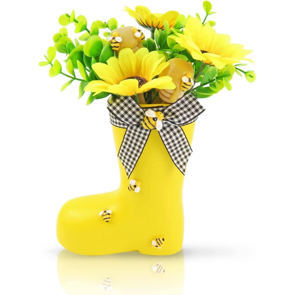 Decoração de Resina de Abelha para Bandeja em Camadas, Arranjo de Abelhas, Colheres de Mel, Girassol, Amarelo Primavera