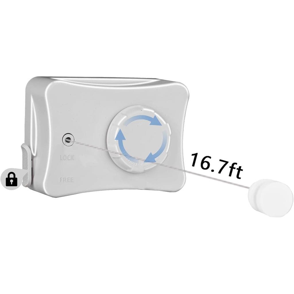 Varal Retrátil para Uso Interno e Externo, 5m, Economizador de Espaço, Varal Retrátil Branco Resistente e Anti-Queda par