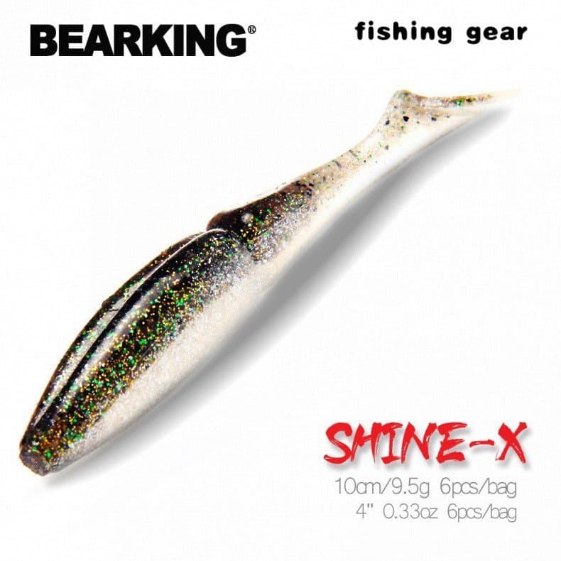 Isca de pesca Bearking, isca macia profissional, 4" 6 peças, 10cm/9.5g, iscas artificiais de qualidade para carpa, frete