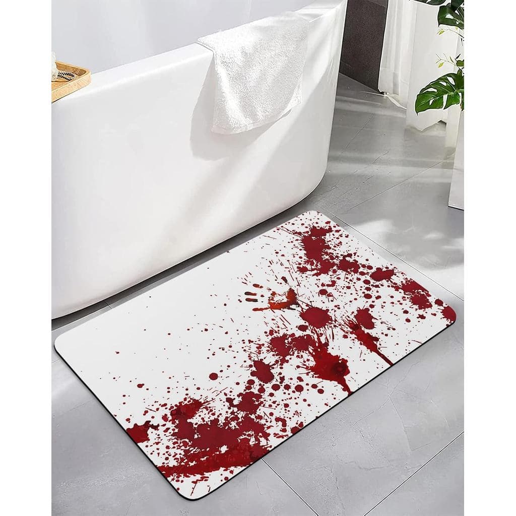 Tapete de Banheiro, Decoração de Casa Assombrada de Halloween, Tapete de Banho Assustador com Impressão de Mão Ensanguen
