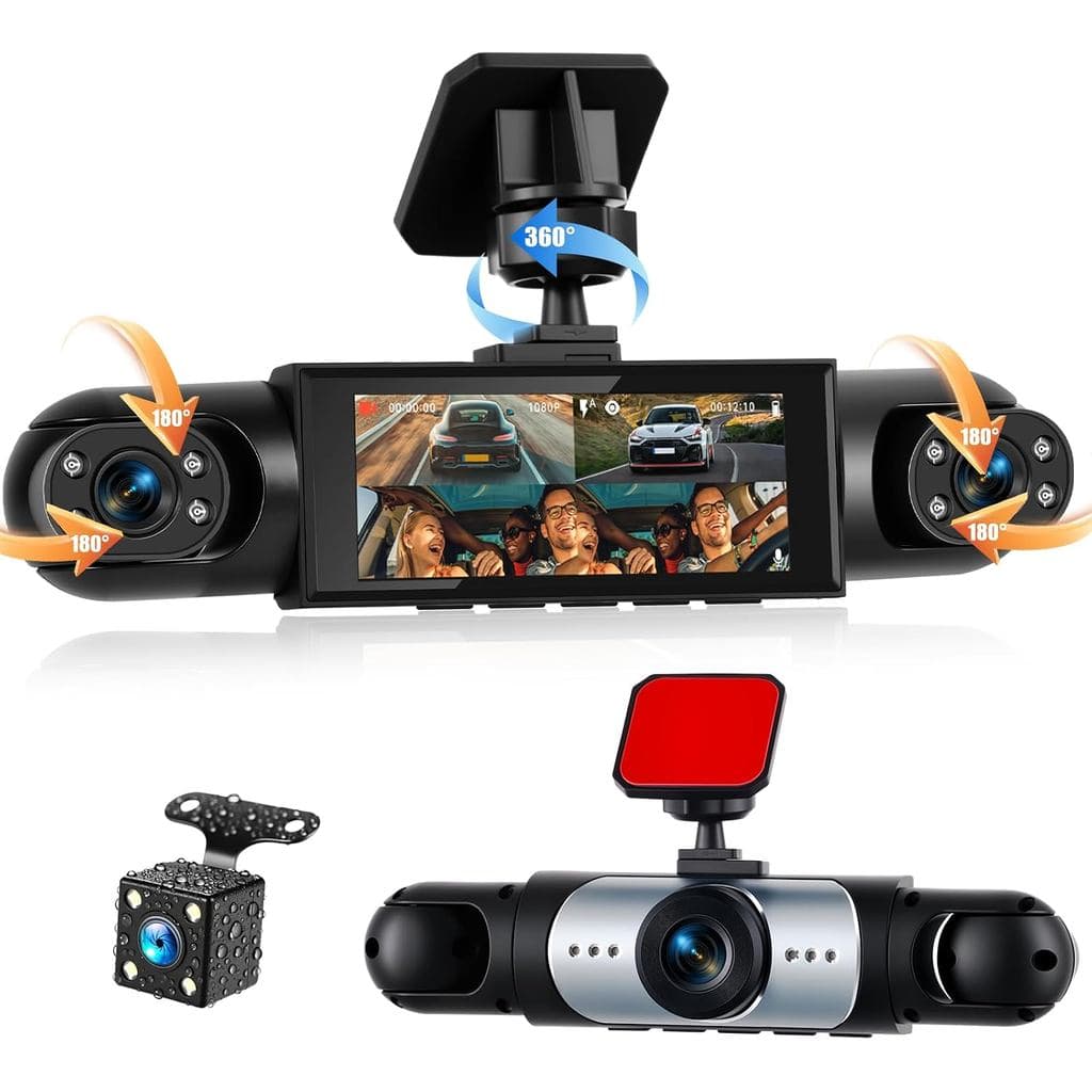 4 Canais 360 °   Câmera Veicular Frontal e Traseira, Interna Esquerda e Direita, Câmera Veicular 1080P de 3,16" para Car