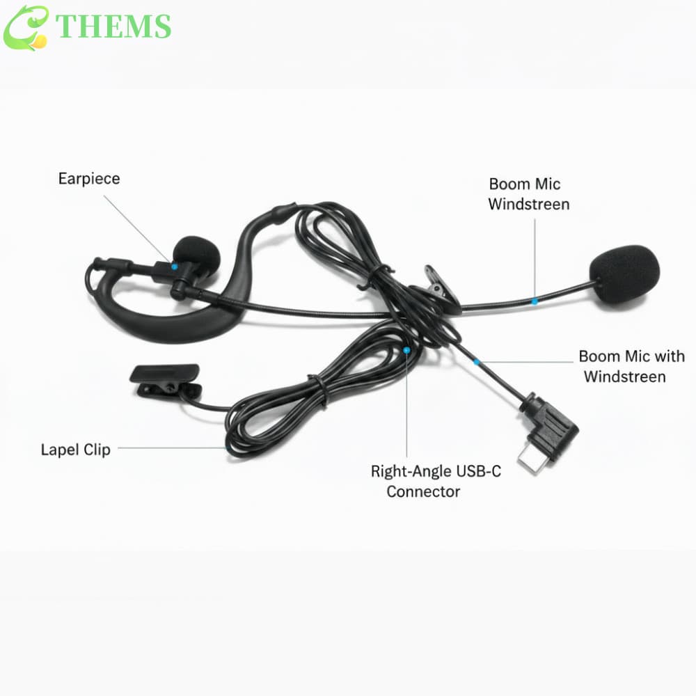 Fone De Ouvido Para Árbitro THEMS , Fones Intra-Auriculares Com Interface Tipo C V6 , Auricular Bluetooth V4 Plus