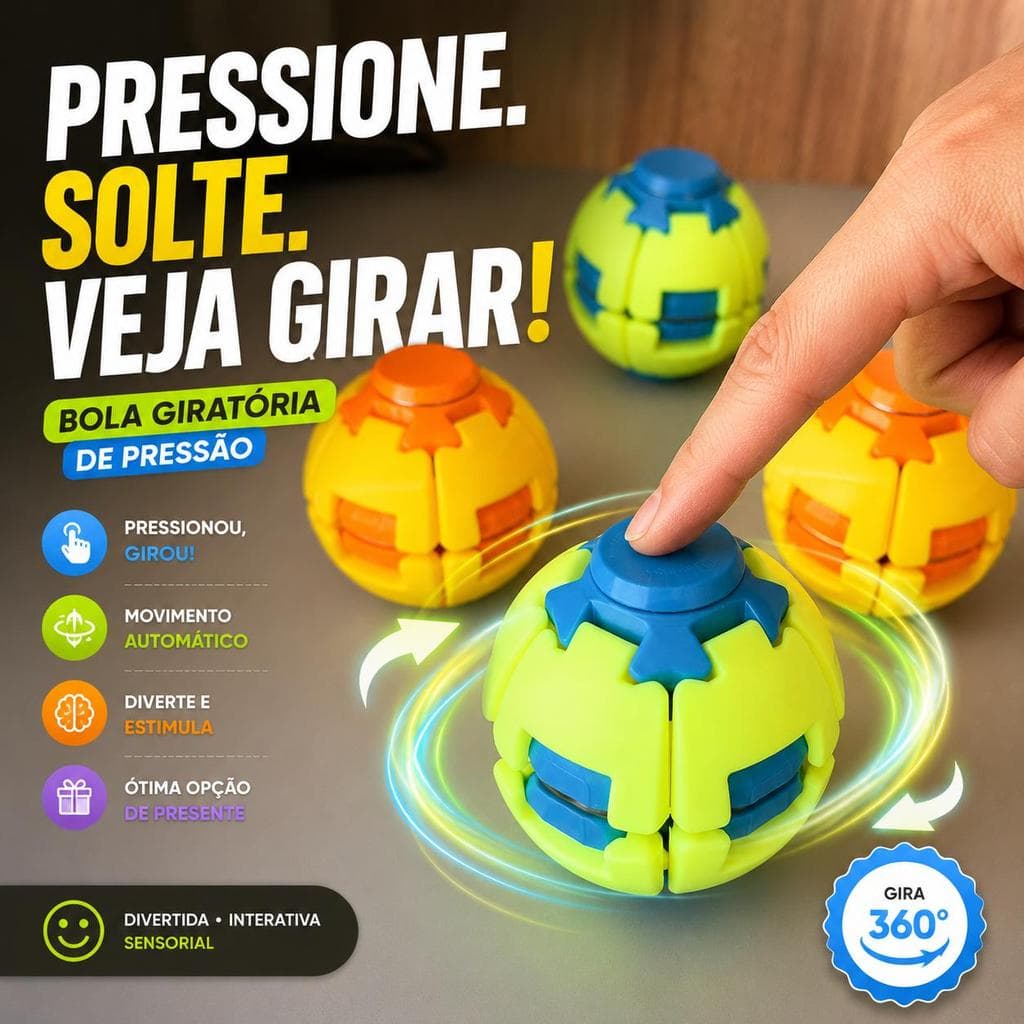 Bola Fidget Sensorial Giratória Brinquedo de Pressão para Relaxamento e Concentração