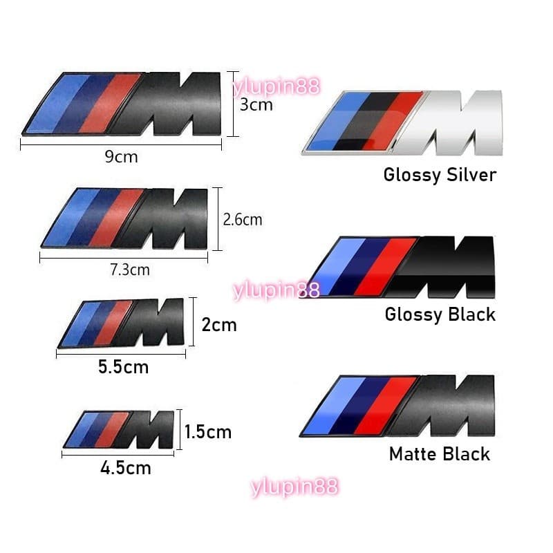 Emblema Lateral 3D Fender BMW M Performance para Para-lama Dianteiro e Adesivo para Porta-malas Traseiro com Logo M3 M5