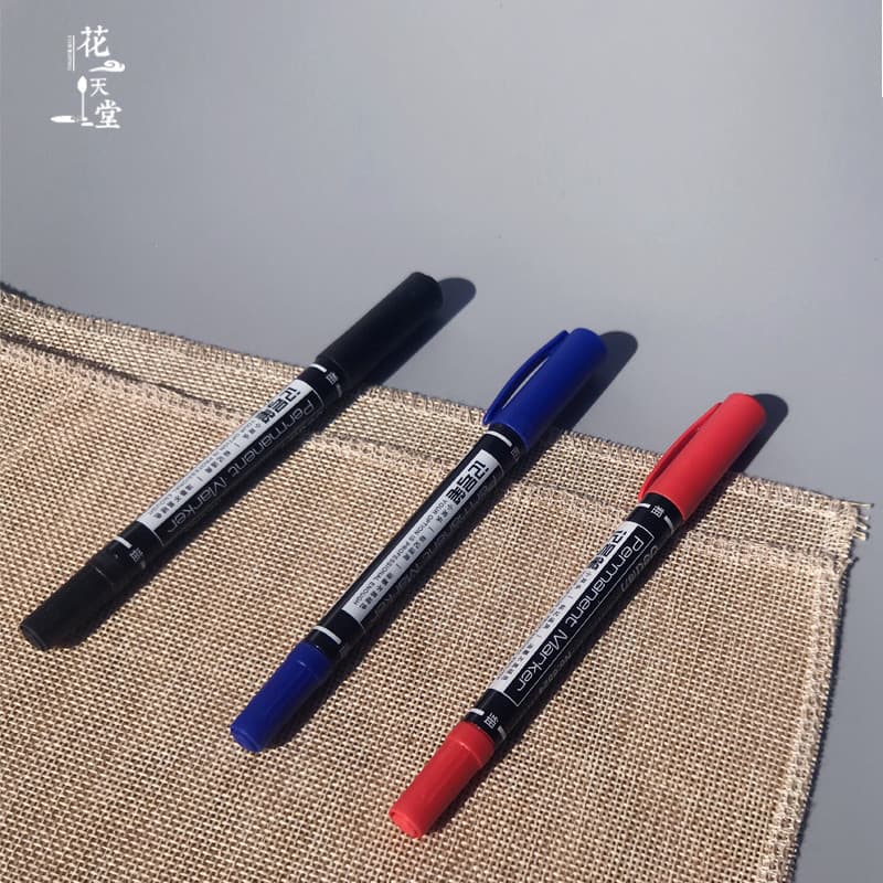 Marcador oleoso à prova d'água para jardinagem, espessura de duas cabeças, secagem rápida, preto, vermelho, azul, etique