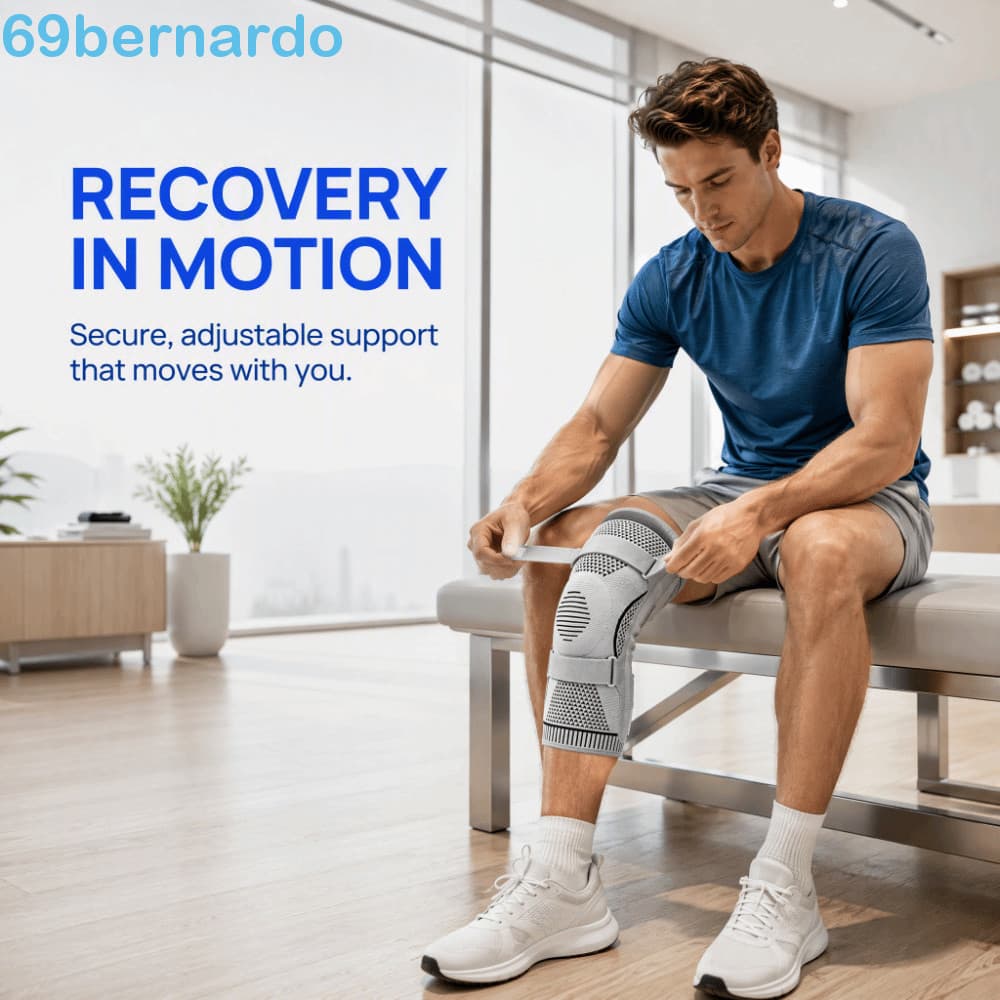 Joelheira De Nylon BERNARDO , Joelheiras Esportivas Com Alça Ajustável De Segurança , Cinta Elástica Respirável De Silic