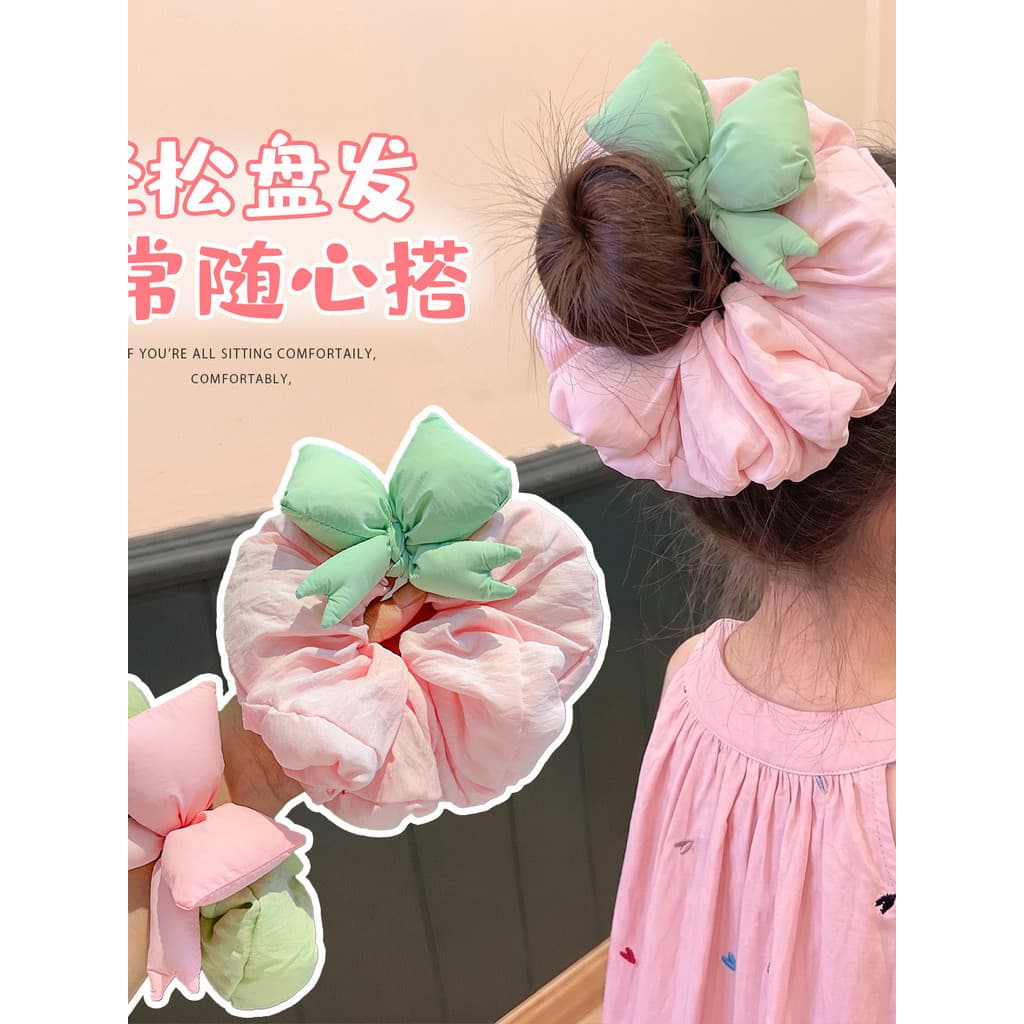 Coreano bonito Bowknot cheio de algodão intestino laço de cabelo meninas gravata bola cabeça corda High-End sentimento g