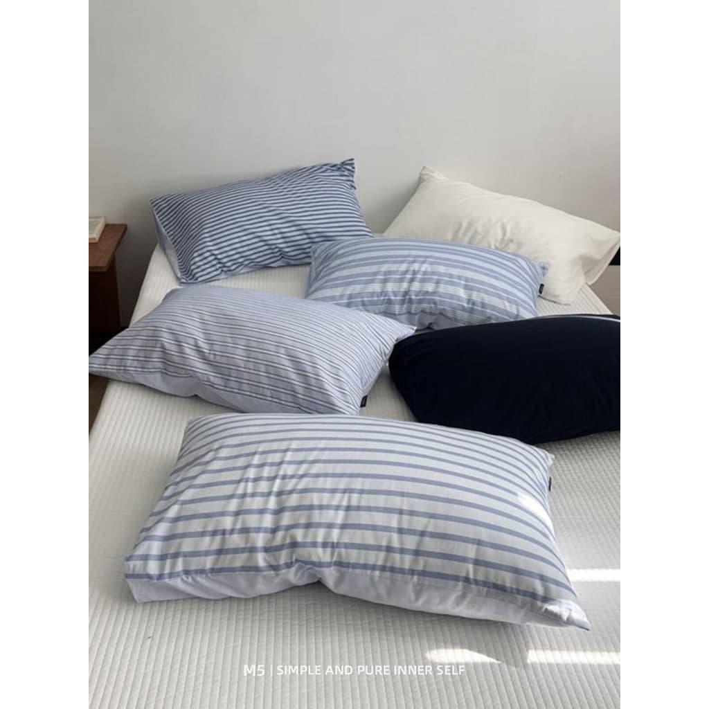 Listras nórdicas único produto combinando algodão puro puro algodão único fronha par travesseiro de couro único 48x74cm