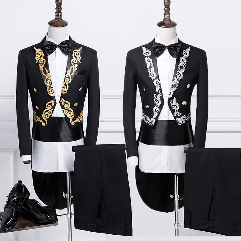 Smoking masculino vestido fino terno terno de comando masculino desempenho de palco smoking mágico anfitrião terno