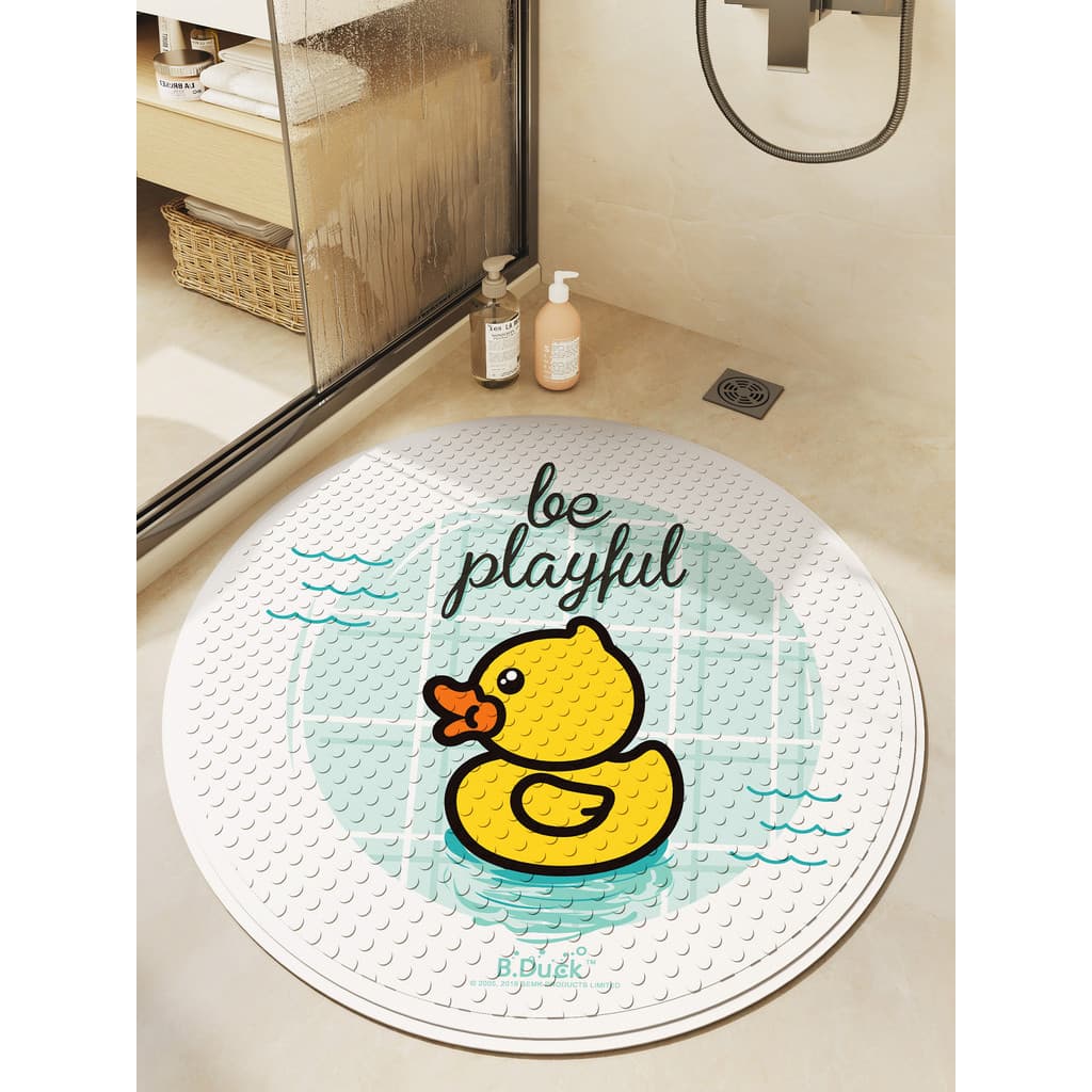 Pequeno pato amarelo Co-marca banheiro antiderrapante tapete dos desenhos animados redondo toalete resistente ao choque