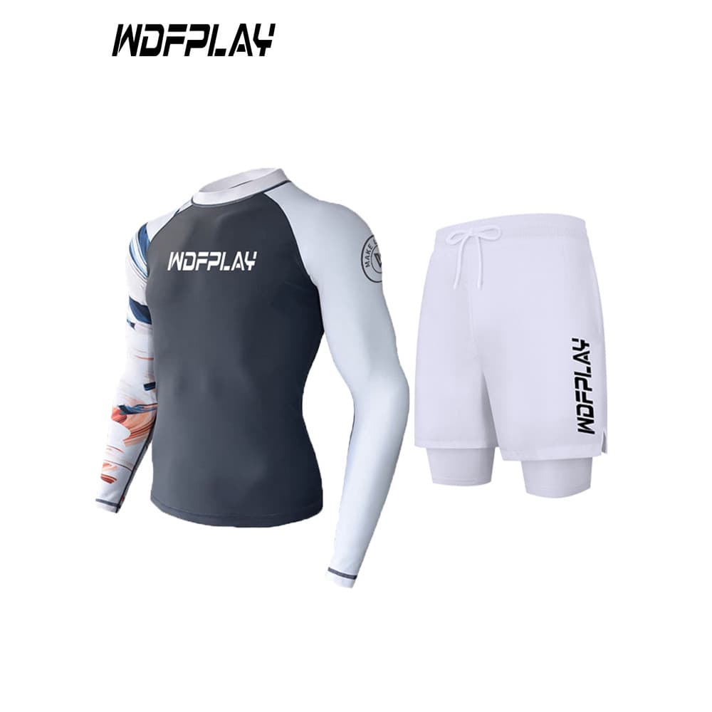 WDFPLAY Terno de mergulho masculino Surf Jellyfish Terno de manga comprida com zíper Protetor solar Slim-fit Sports Fitn