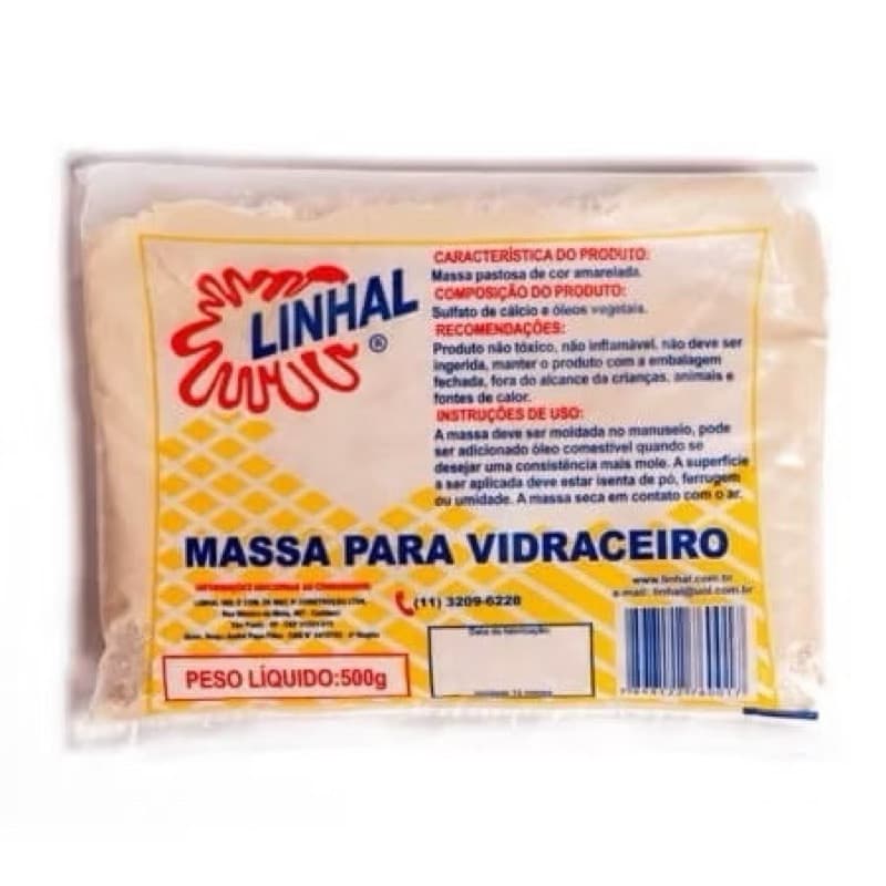 Massa para Vidraceiro Linhal 500g – Fixação e Vedação de Vidros