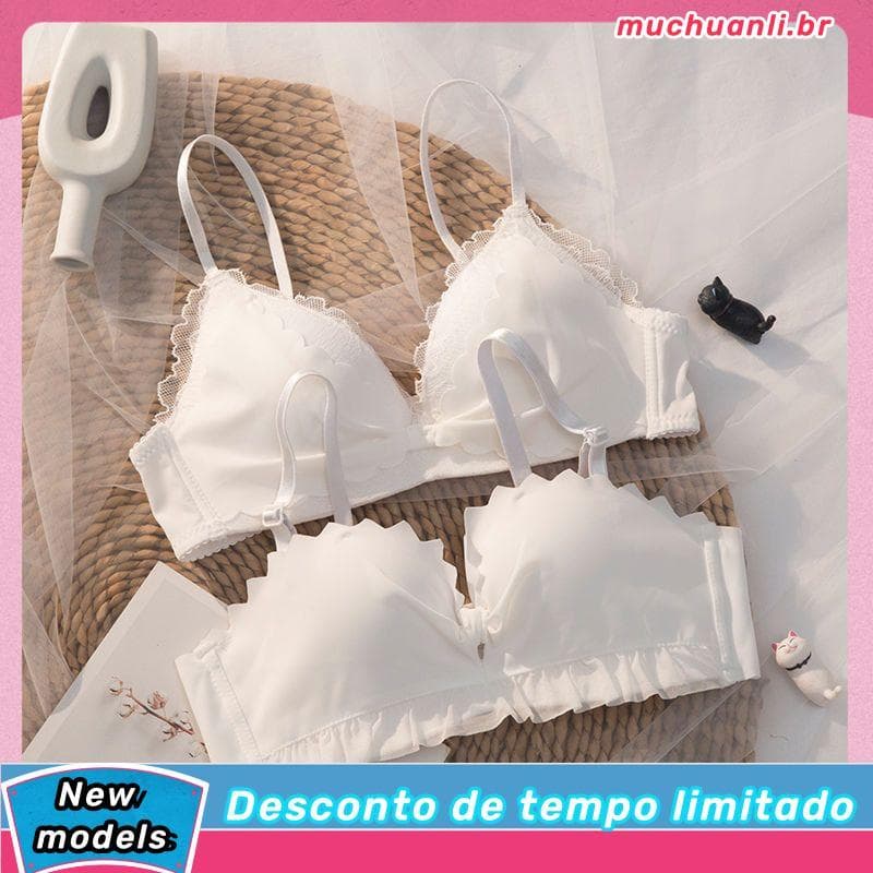 Roupa interior branca feminina seios pequenos reunindo verão estilo Ultra-fino sem anéis de aço seios grandes seios pequ