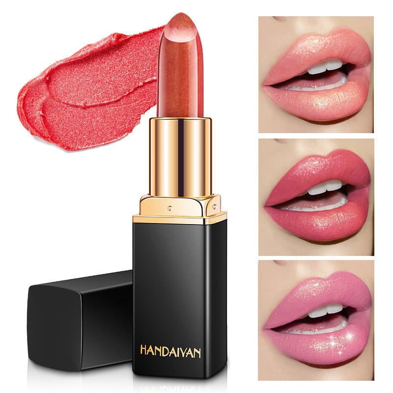 Handaiyan Batom Dourado Colorido Pérola Brilhante Metal Batom Mudança de Temperatura Lip Gloss Mudança de Cor Batom