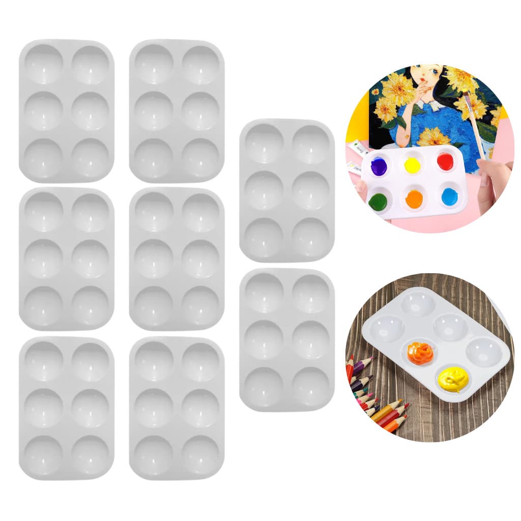 Kit 8 Bandejas Paleta Godê Para Pinturas Tinta Aquarela Escolar Artesanato