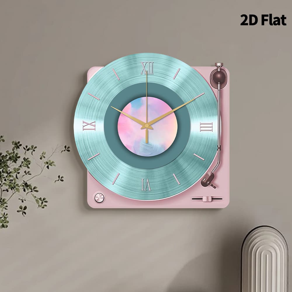 Relógio de Parede com Tema Musical Moderno, Mostrador em Forma de Disco de Vinil e Cor Rosa - Movimento de Quartzo Ultra