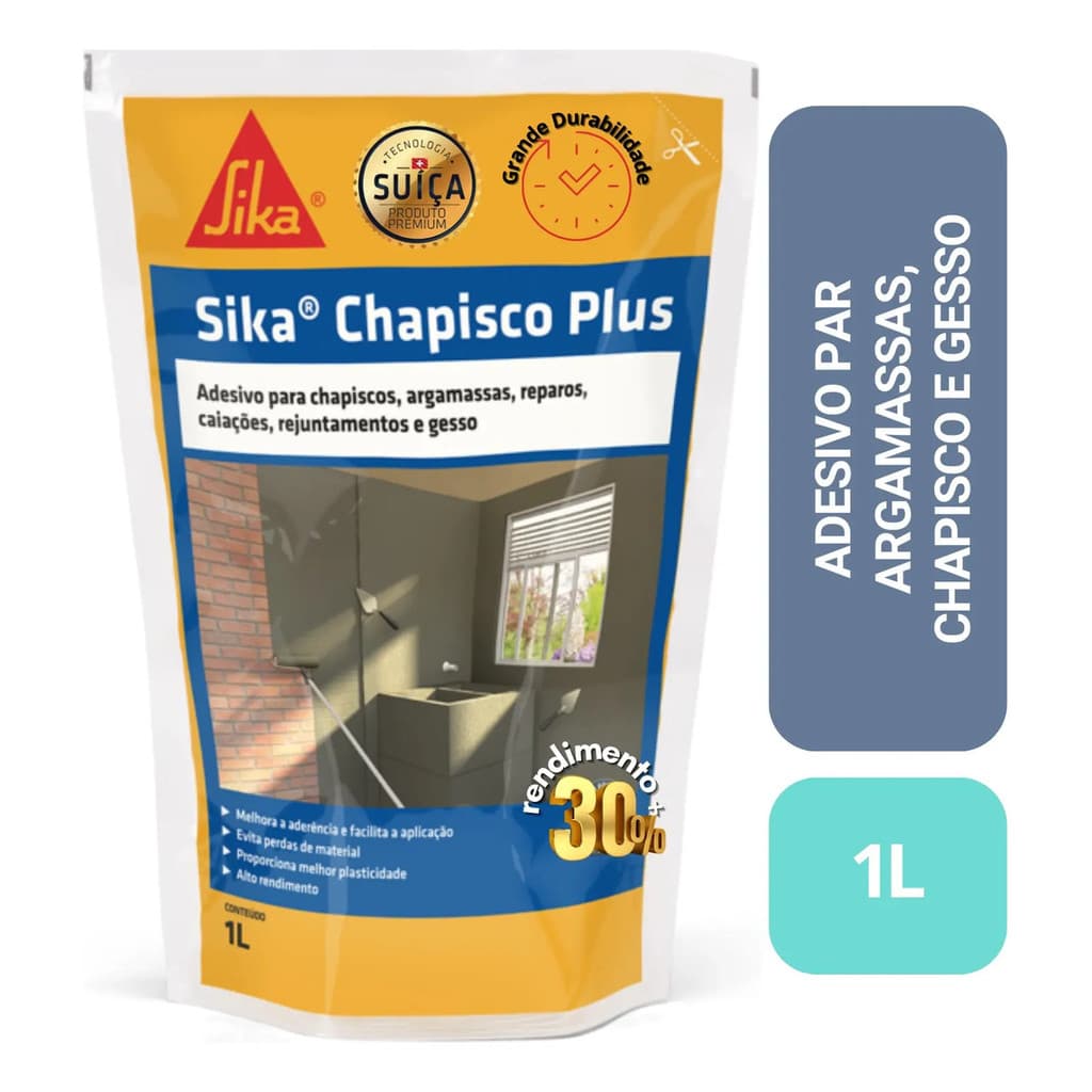 Sika Chapisco Plus Adesivo Chapisco E Argamassas Gesso - Sika 1L