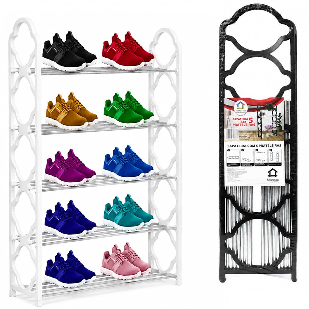 ORGANIZADOR SAPATEIRA DE PLASTICO METAL 15 TUBOS 5 ANDARES