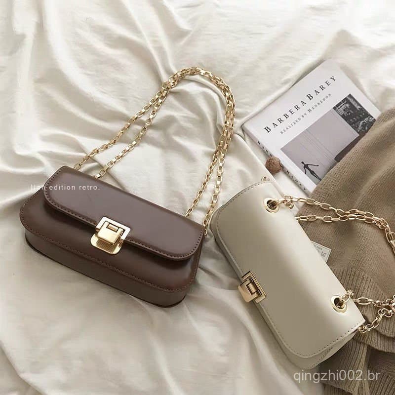 Bolsa feminina de ombro retrô e moderna, bolsa de corrente elegante e sofisticada, bolsa transversal versátil 7.21 OWKK