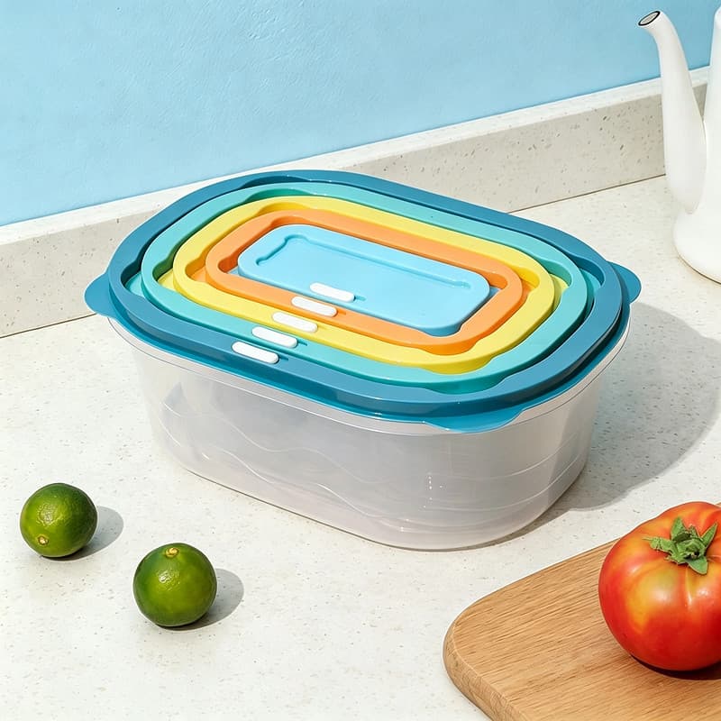 Kit 5 Potes Herméticos Plásticos Organizador de Comida Geladeira