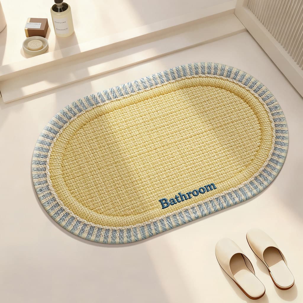 Imitação de linho tapete porta do banheiro absorvente pé tapete antiderrapante de secagem rápida tapete do banheiro almo