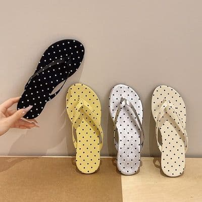 4 cores tamanho grande 35-43 sapatos femininos Flip-Flops plana antiderrapante Retro bolinhas beira-mar praia saia sandá