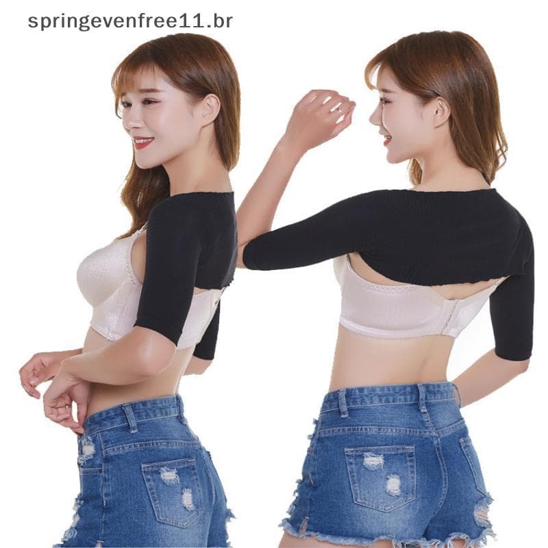 Primavera Feminino Shapewear Mangas Borboleta Almofadas De Ombro Lipoaspiração Braços Finos Compridas Braço Espartilhos