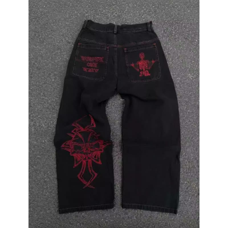 Americano Hip-Hop Retro jeans solto Y2K Harajuku moda masculina feminina calças jeans casuais calças de perna larga